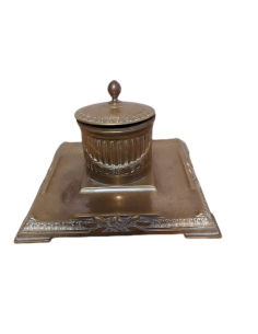 Antique Edwardian Regency swag brass inkwell  rare