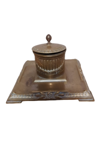 Antique Edwardian Regency swag brass inkwell  rare