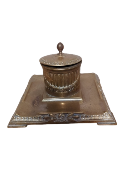Antique Edwardian Regency swag brass inkwell  rare