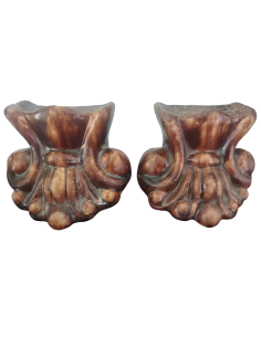 antique Georgian Rockingham treacle pottery lion paw furniture support C.1825