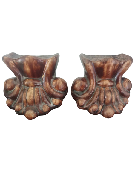 antique Georgian Rockingham treacle pottery lion paw furniture support C.1825