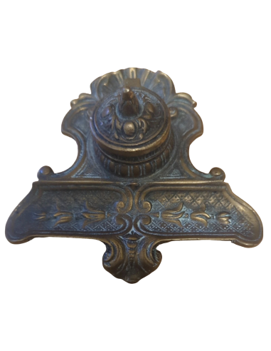 Antique Peerage Floral Brass Inkwell Made in England.