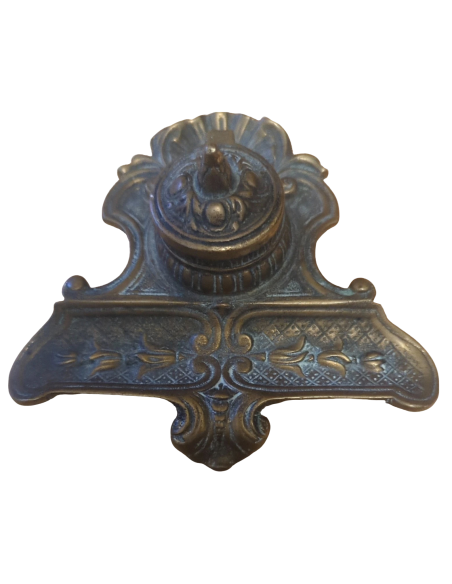 Antique Peerage Floral Brass Inkwell Made in England.