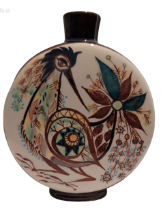 Royal Copenhagen Denmark Round Vase Bird Floral Design Art Pottery Numbered