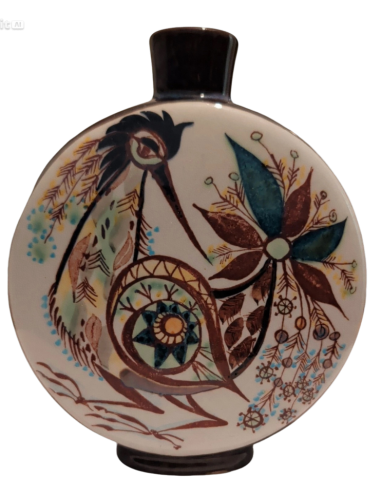 Royal Copenhagen Denmark Round Vase Bird Floral Design Art Pottery Numbered