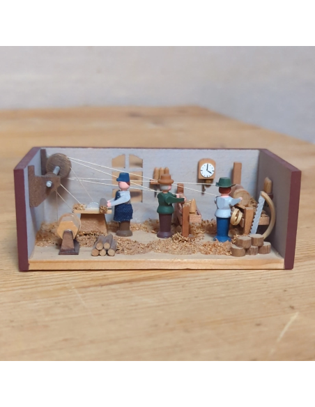 Miniature Carpenters Room Box Scene Gunter Flath Seiffener Stubelmacher 19.8x4x6